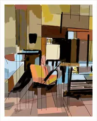 tableau digital, abstrait-figuratif, intérieur maison
